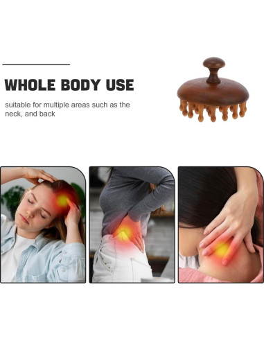 Peine de Madera de Sándalo Gatuida - Masajeador de Cuero Cabelludo