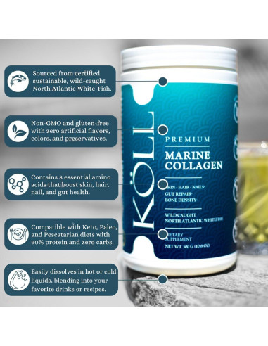 KLL Polvo de Colágeno Marino Hidrolizado 300g Sin Sabor