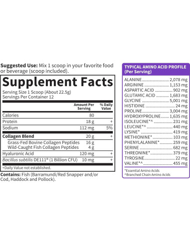 Suplemento de colágeno marino Garden of Life 20g sin sabor