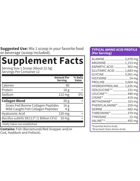 Suplemento de colágeno marino Garden of Life 20g sin sabor Suplemento de colágeno marino Garden of Life 20g sin sabor