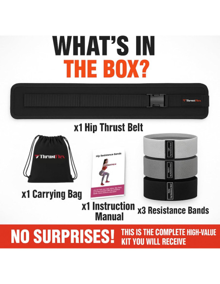 Cinturón de Hip Thrust ThrustFlex con 3 Bandas de Resistencia
