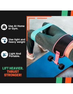 Cinturón de Hip Thrust Mingle Negro-Rosa + 3 Bandas Resistencia 2