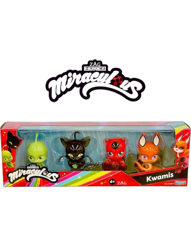 Figuras Kwami Miraculous Ladybug BANDAI - 4 Piezas Mágicas
