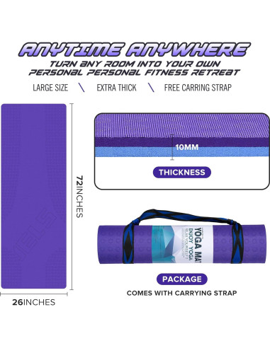 Esterilla de Yoga Extra Gruesa JELS 10MM Antideslizante TPE