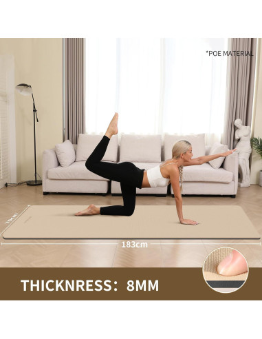 Alfombrilla de Yoga Extra Gruesa 8mm Wohao 182.88x71.12cm