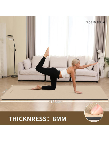 Alfombrilla de Yoga Extra Gruesa 8mm Wohao 182.88x71.12cm Alfombrilla de Yoga Extra Gruesa 8mm Wohao 182.88x71.12cm