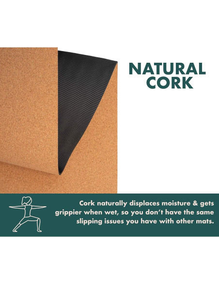 Alfombrilla de Yoga de Corcho Gurus 182.88x63.5cm Antideslizante