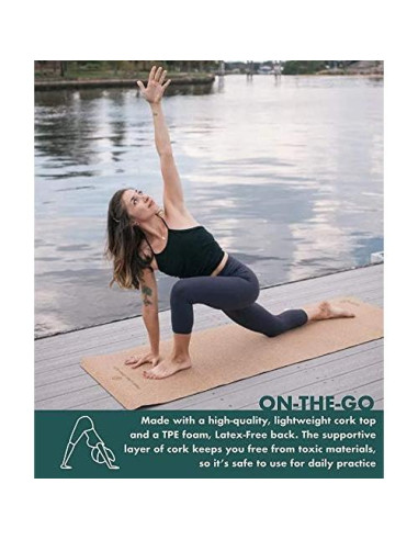 Alfombrilla de Yoga de Corcho Gurus 182.88x63.5cm Antideslizante