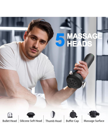 Pistola de Masaje Pro Max RapidGun 6500RPM Tejido Profundo