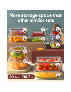 Juego de 60 Contenedores de Almacenamiento Herméticos Canfanni 2