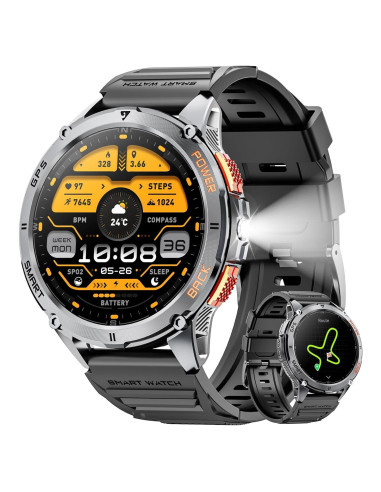 Reloj Inteligente Militar Joautrial con GPS y Linterna LED 1.43"