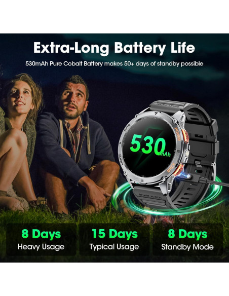 Reloj Inteligente Militar Joautrial con GPS y Linterna LED 1.43"