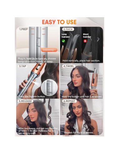 Plancha de Rizar Automática SHEGLAM 1 Pulgada 3 Temperaturas