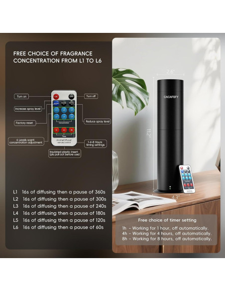 Difusor de Aroma Sin Agua CACAFSFY 120ml Control Remoto Negro
