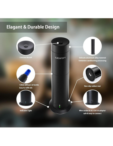 Difusor de Aroma Sin Agua CACAFSFY 120ml Control Remoto Negro