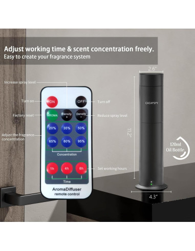 Difusor de Aroma Sin Agua CACAFSFY 120ml Control Remoto Negro