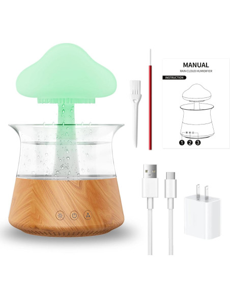 Humidificador de Nube de Lluvia Rican 300ml con Luz LED