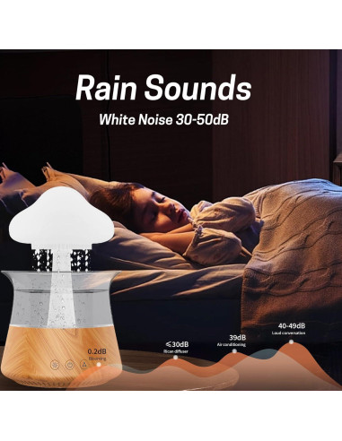 Humidificador de Nube de Lluvia Rican 300ml con Luz LED