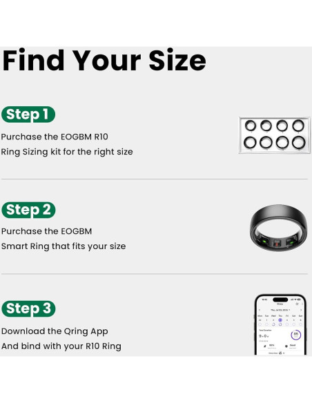 Anillo Inteligente EOGBM Salud y Sueño Negro Talla 11