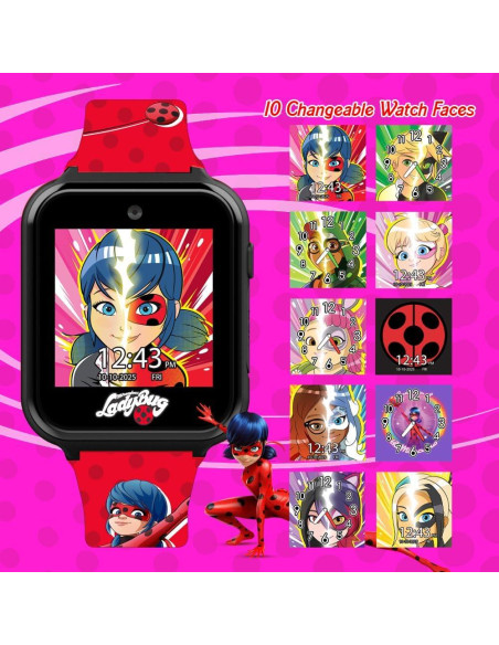 Reloj Inteligente Interactivo Niños Miraculous - Táctil, 10 Caras, Juegos, Cámara, Alarma