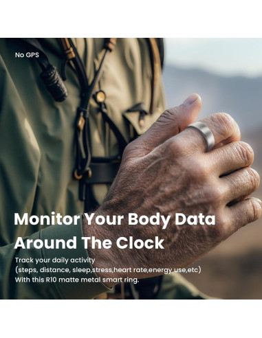 Anillo Inteligente EOGBM Salud y Sueño Negro Talla 11