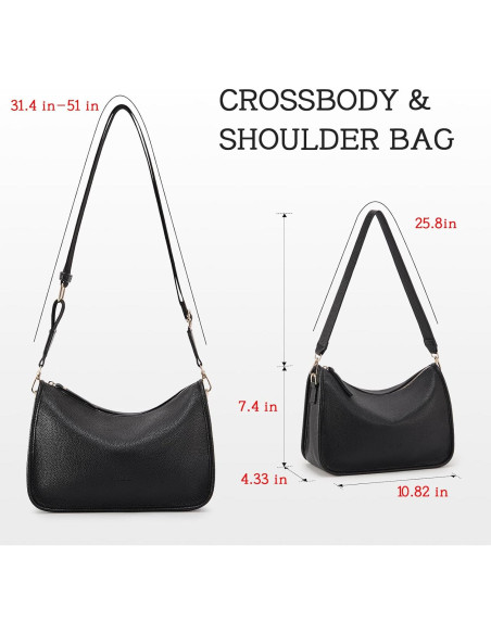 Bolso de hombro HKCLUF para mujeres de cuero vegano negro Bolso de hombro HKCLUF para mujeres de cuero vegano negro