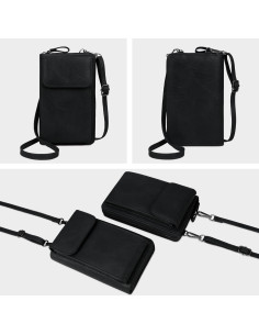 Bolso cruzado de cuero sintético para celular mujer - Negro 2