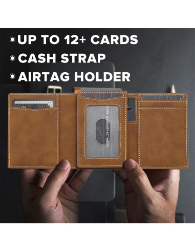 Billetera Inteligente Airtag de Cuero Marrón para Hombres
