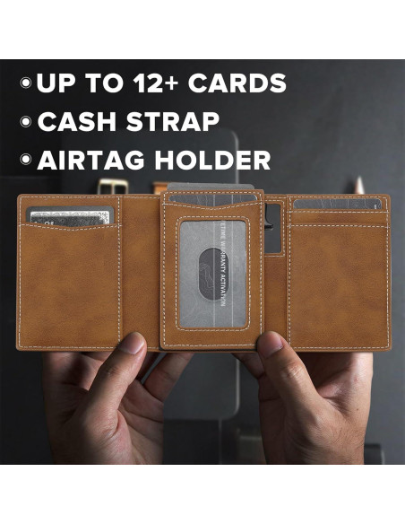 Billetera Inteligente Airtag de Cuero Marrón para Hombres