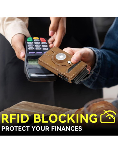 Billetera Inteligente Airtag de Cuero Marrón para Hombres