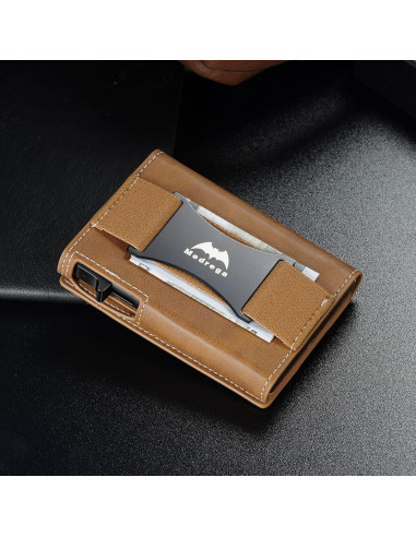 Billetera Inteligente Airtag de Cuero Marrón para Hombres