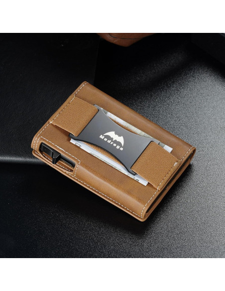 Billetera Inteligente Airtag de Cuero Marrón para Hombres