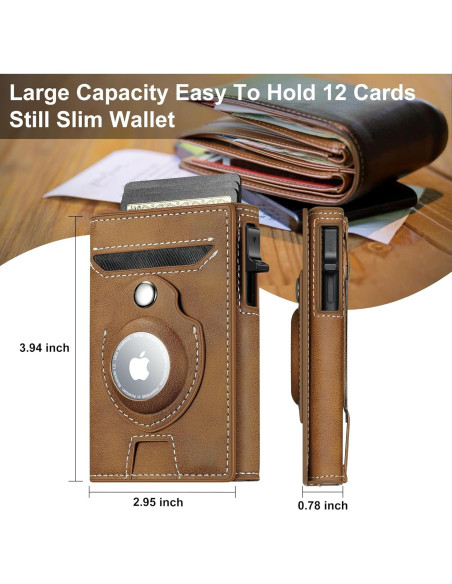 Billetera Inteligente Airtag de Cuero Marrón para Hombres