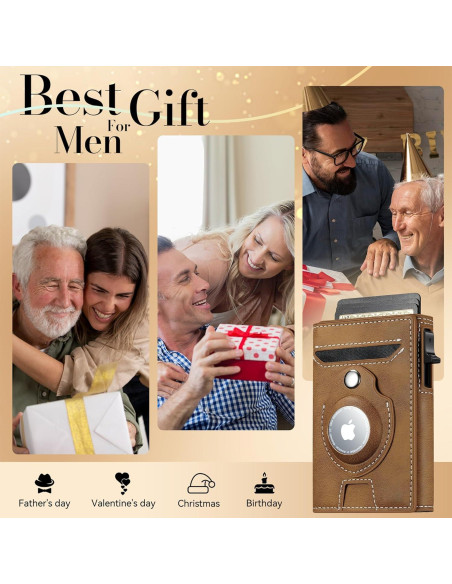 Billetera Inteligente Airtag de Cuero Marrón para Hombres