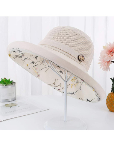 Sombrero de Sol Plegable para Mujer - Protección UV - Beige