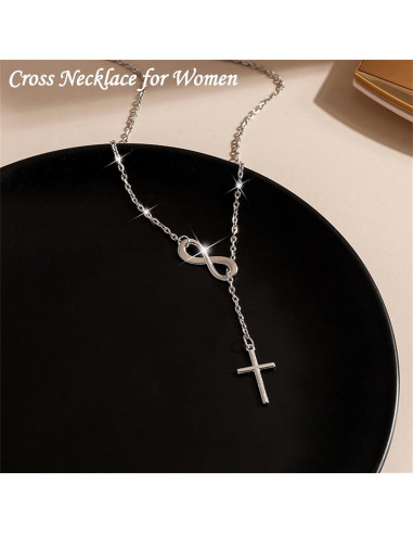 Collar Cruz Minimalista Oro 14K para Mujeres 40.64 cm