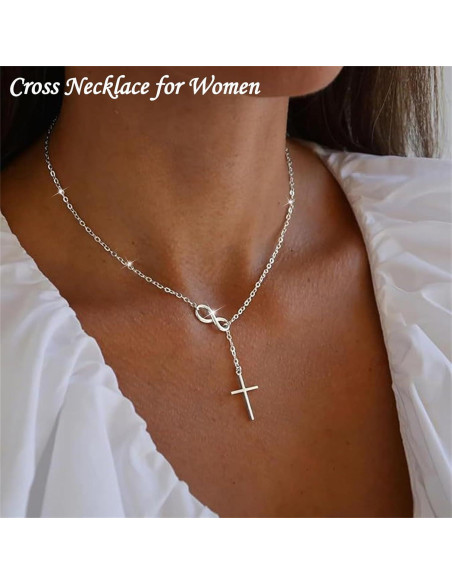 Collar Cruz Minimalista Oro 14K para Mujeres 40.64 cm