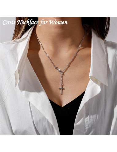 Collar Cruz Minimalista Oro 14K para Mujeres 40.64 cm