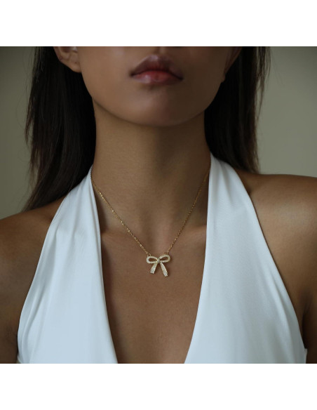 Collar Dainty Baño en Oro 18k para Mujeres Lazo 40cm