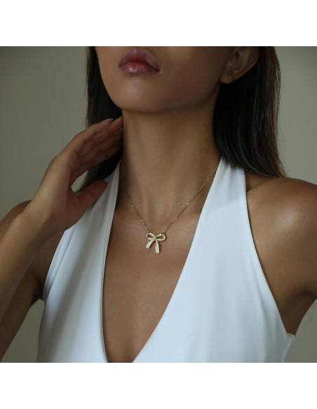 Collar Dainty Baño en Oro 18k para Mujeres Lazo 40cm