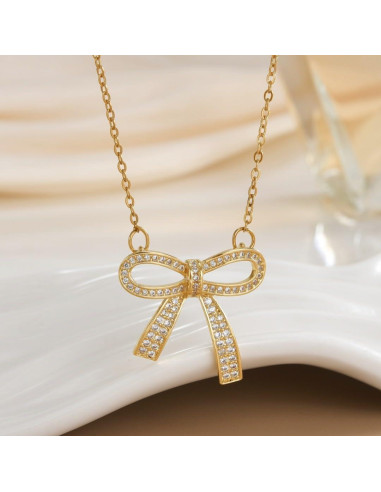 Collar Dainty Baño en Oro 18k para Mujeres Lazo 40cm