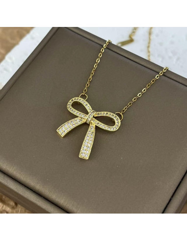 Collar Dainty Baño en Oro 18k para Mujeres Lazo 40cm