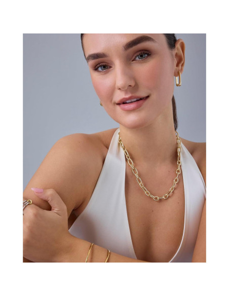 Collar Choker Cadena Gruesa Oro 14K Hipoalergénico 40.64 cm