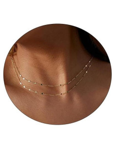 Collar Choker Delicado de Oro 14K para Mujeres 34.8 cm