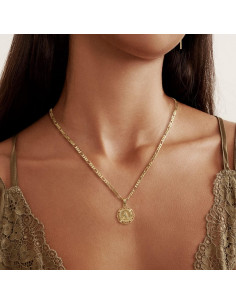 Collar Inicial KissYan Oro 14K con Cadena Figaro 50cm 2