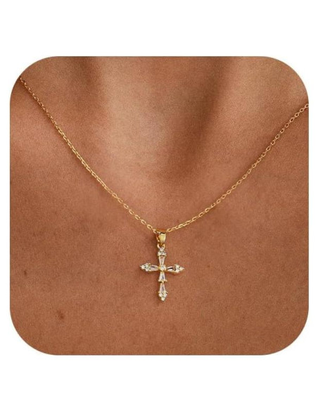 Collar Cruz de Oro VIROMY para Mujeres 41.91 cm Joyería Minimalista Collar Cruz de Oro VIROMY para Mujeres 41.91 cm Joyería Minimalista