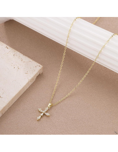 Collar Cruz de Oro VIROMY para Mujeres 41.91 cm Joyería Minimalista