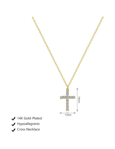 Collar de Cruz de Oro 18K para Mujeres - Joyería de Fe