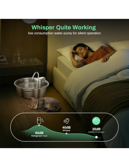 Fuente de Agua para Gatos EZMioo 4L Acero Inoxidable Silenciosa Fuente de Agua para Gatos EZMioo 4L Acero Inoxidable Silenciosa