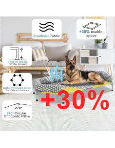 Cama ortopédica elevada para perros grandes Kuntrust 6 lados 2